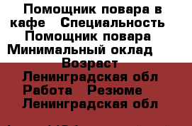 Помощник повара в кафе › Специальность ­ Помощник повара › Минимальный оклад ­ 25 000 › Возраст ­ 27 - Ленинградская обл. Работа » Резюме   . Ленинградская обл.